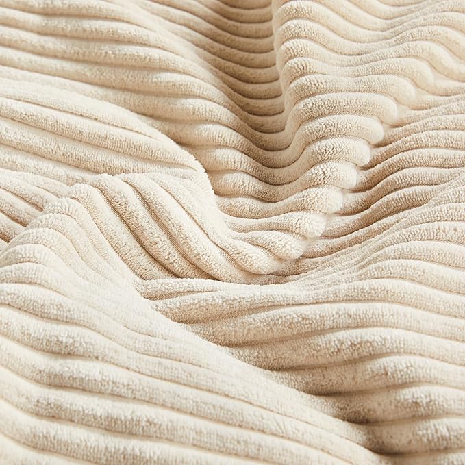 Fancy Homi 4 Packs Tan Lumbar Decorative Throw Pillow Covers 12x20 Inch for Living Room Couch Bed Sofa, Boho Home Decor, Soft Striped Corduroy Rectangle Accent Beige Cushion Case 30x50 cm