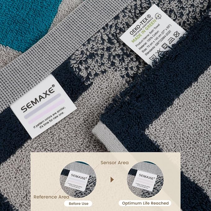 SEMAXE 4-Pack Luxury Bath Towels for Bathroom, 100% Cotton, Soft, Absorbent, and Quick-Drying, 55"x27", Impression, Perfect for Hotels, Gyms, and Spas