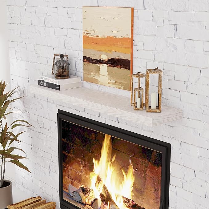 Floating Shelves 48 Inch Long, 48"W x 9.3"D Wall Shelf Invisible Bracket, 9.3 Inch Deep Floating Shelf for Wall, Rustic Wooden Shelves for Living Room, Kitchem, Bedroom, Brich Color, Set of 1