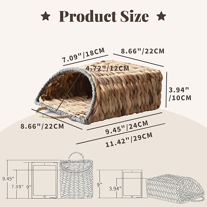 GYASVWU Woven Hanging Basket Water Hyacinth Hanging Wall Basket Wicker Handmade Baskets for Garden Farmhouse Home (Paper rope mouth)