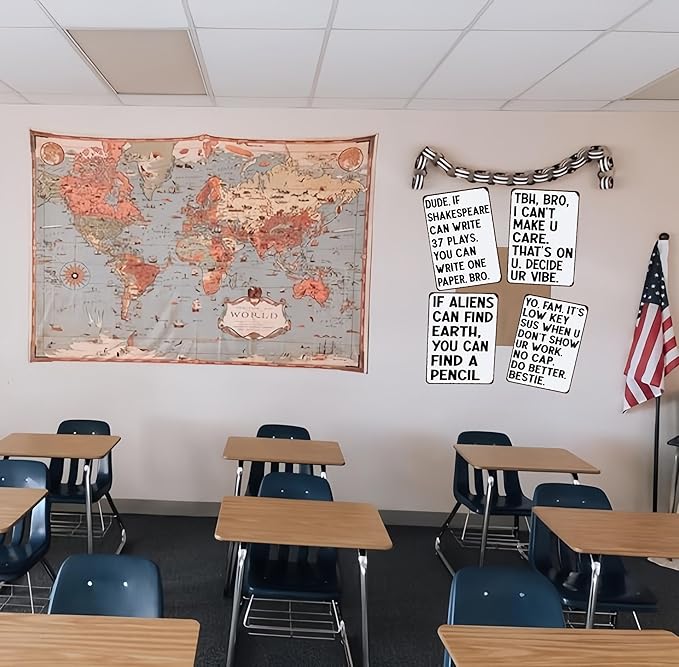 Students Teachers Gift Funny Math/English/Science/History Class It's Low Key Sus When U Don't Show Ur Work Tin Sign for Home Classroom Study Room Wall Decor 8x12 Inch (3233)