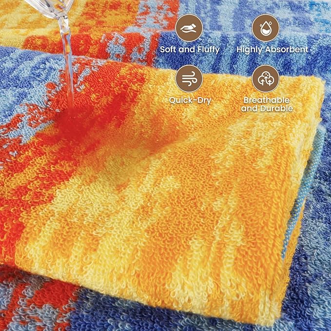 SEMAXE 4-Pack Luxury Bath Towels for Bathroom, 100% Cotton, Soft, Absorbent, and Quick-Drying, 55"x27", Wheat Filed, Perfect for Hotels, Gyms, and Spas