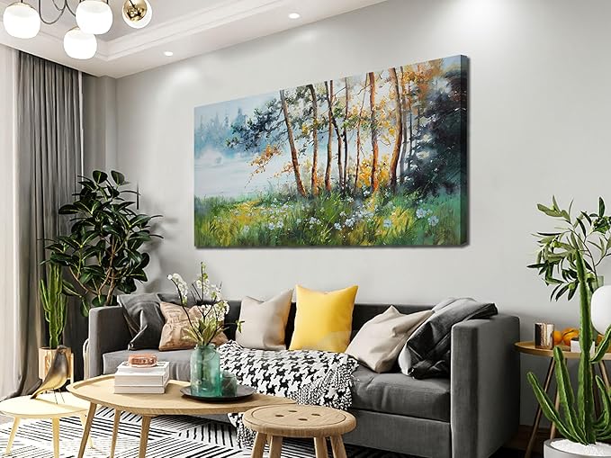 Ardemy Wall Art Green Tree wall decor living room Landscape Textured Nature Flower Canvas Wall Picture Bedroom Forest Painting Artwork Bathroom Kitchen Home Office, 40"x20"