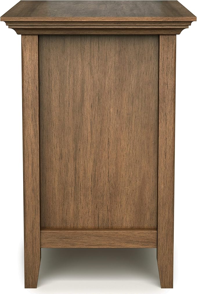 SIMPLIHOME Amherst SOLID WOOD 24 inch Wide Transitional Bedside Nightstand Table in Rustic Natural Aged Brown, for the Living Room and Bedroom