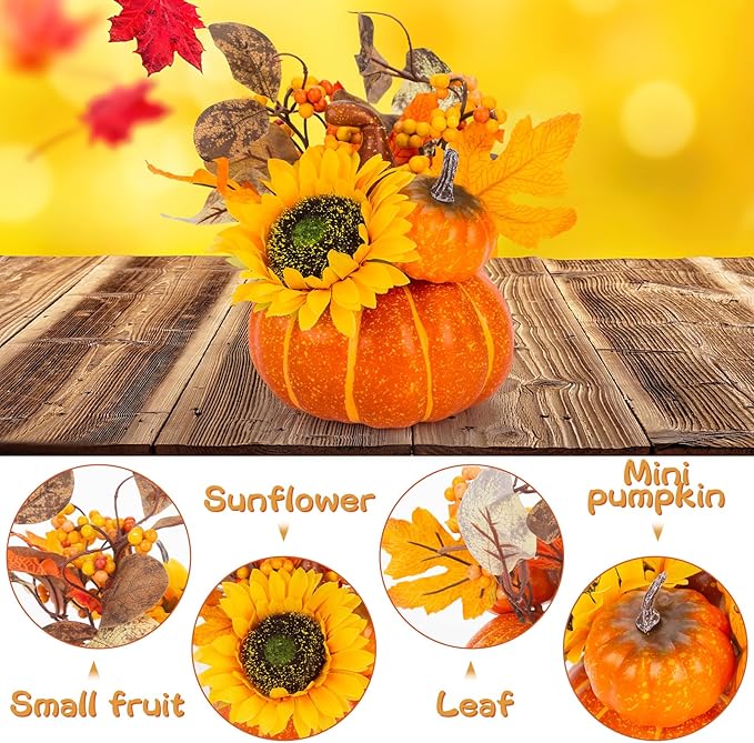 DomeStar Pumpkin Decor, Fall Centerpieces for Tables, Artificial Pumpkins for Decorating, Faux Fall Decorations for Home Table Thanksgiving Halloween Indoor Outdoor Porch Classroom Decor