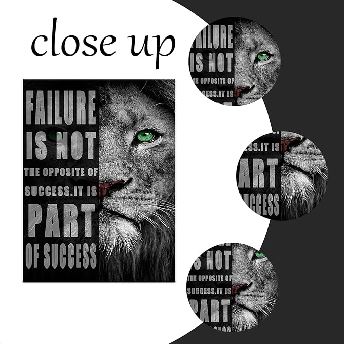 Motivational Lion Canvas Office Print Wall Art Animal Inspirational Picture Animal Poster Painting Modern Inspiring Artwork for Home Living Room Bedroom Office Decor Ready to Hang [30''W x 40''H]