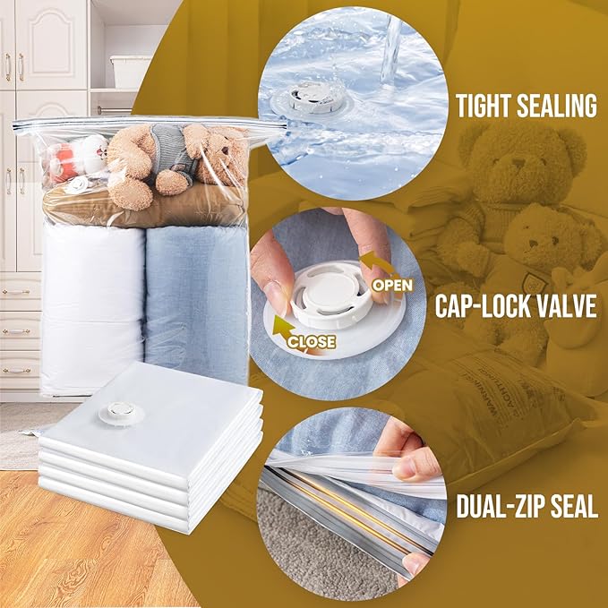 TAILI 4 Pack Vacuum Storage Bags, Jumbo Vacuum Seal Bags for Clothing (40x31 Inch), Space Saver for Bulky Bedding, Comforters, Blankets, Pillows, Large Closet Organization and Storage