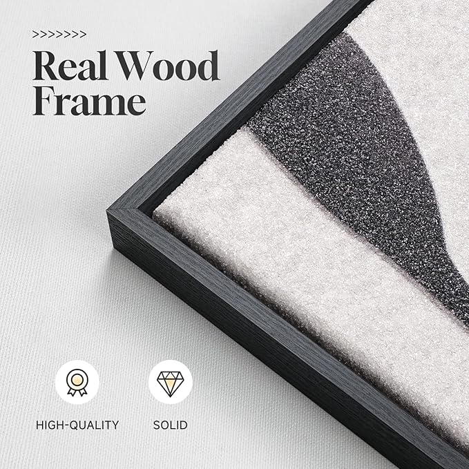 Framed Neutral Abstract Wall Art for Living Room, 4 Piece Modern Black Brown Geometric Canvas Paintings Artwork for Walls-Minimalist Pictures for Hallway Dining Room Bedroom Office Wall Decor