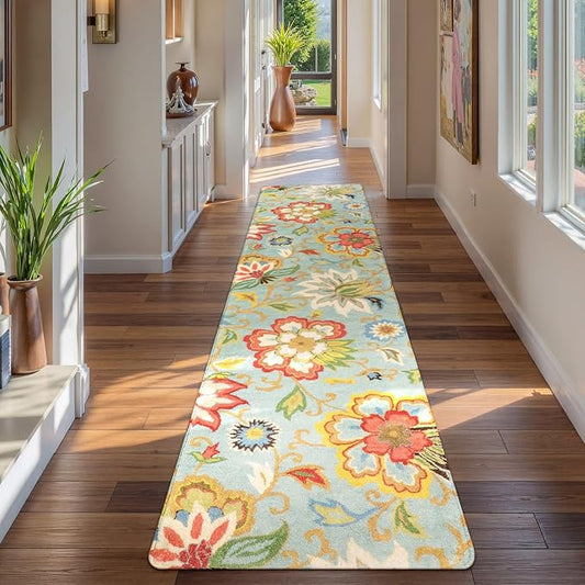 Lahome Floral Extra Long Runner Rugs for Hallways - Runner Rug 2x10 Non-Slip Washable Kitchen Floor Runner Throw Lightweight Indoor Rug, Paisley Print Carpet Runner for Bedroom Foyer Entryway Bathroom