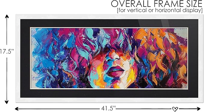 12x36 Frame White Wood with Black Mat | 16x40 Frame Matted to 12x36 | Display Your Print Under UV Acrylic Shatter Guard Front, with Foam Board Backing and Wall Hanging Hardware - Wood Frame