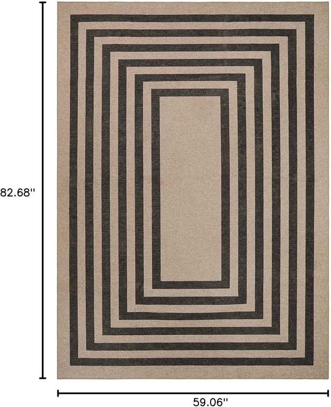 Lahome Modern Geometric Easy Jute Dining Room Rug, 5x7 Modern Rugs for Living Room Washable Kitchen Mat, Large Non Slip Farmhouse Indoor Outdoor Carpet for Bedroom Dorm RV