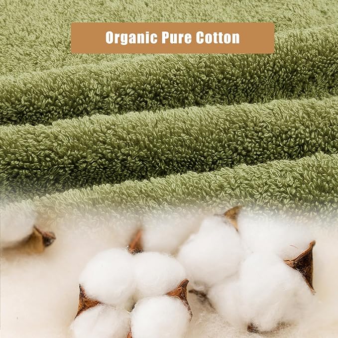 SEMAXE 12 Pack Hand Towels for Bathroom, 100% Cotton Towels with Hanging Loops, Soft and Highly Absorbent, Hand Towel Set for Gym, Shower, Hotel, Spa and Kitchen, Green