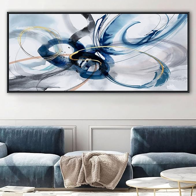 KLAKLA Abstract Wall Art 86x39 Inches - Huge Canvas Picture Wall Decor Living Room Oversized Artwork for Walls Bedroom Office Decoration Modern Frame Wall Art