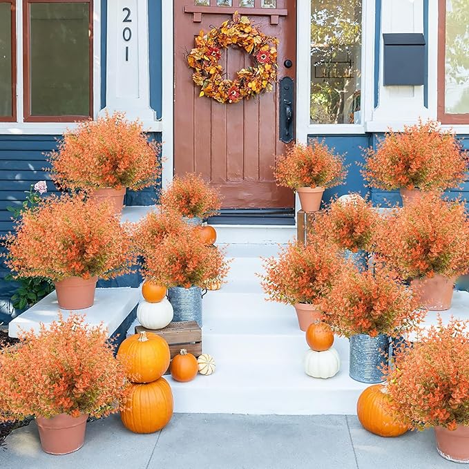 6 Bundles Artificial Fall Flowers No Fade Faux Autumn Plants, Fake Indoor Outdoor Greenery Fall Decor for Home Thanksgiving Christmas Wedding Party Garden Fireplace Décor (Autumn)