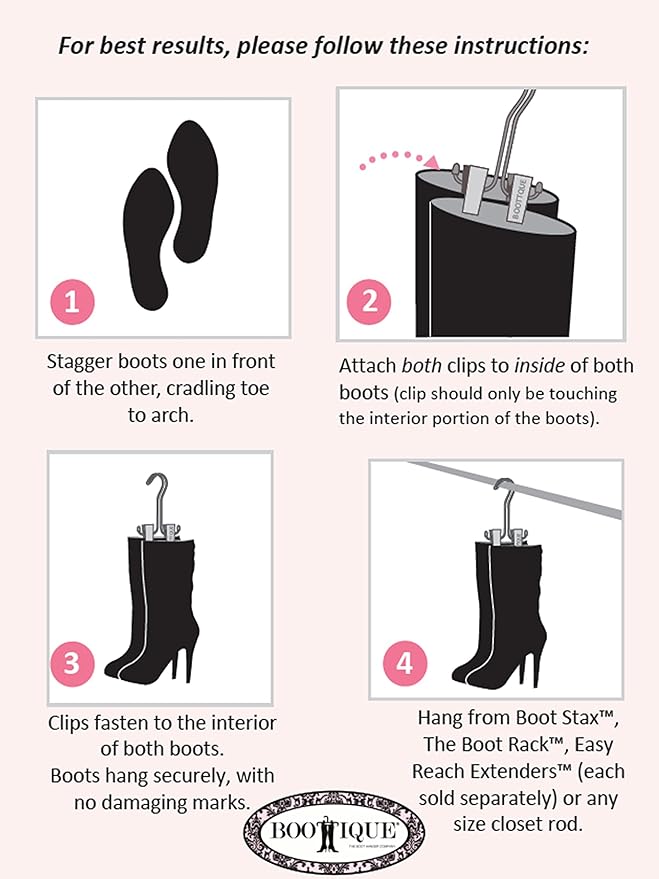 Boottique Add-on Boot Hangers - SET OF 6 Only - Holds, Shapes, & Protects Most Styles of Boots (6 Original Silver Hangers)