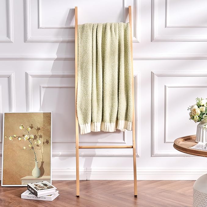 CozeCube Melange Blanket, Ultra Soft Sage Green and White Throw Blanket, Warm Cozy Knit Fuzzy Plush Reversible Throw for Couch Bed Sofa, 60"x80"