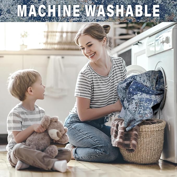 Machine Washable Area Rugs 2x3: Small Entryway Rug with Non Slip Backing Non Shedding Stain Resistant Abstract Carpet for Living Room Bedroom Kitchen Laundry Under Dining Table - Blue