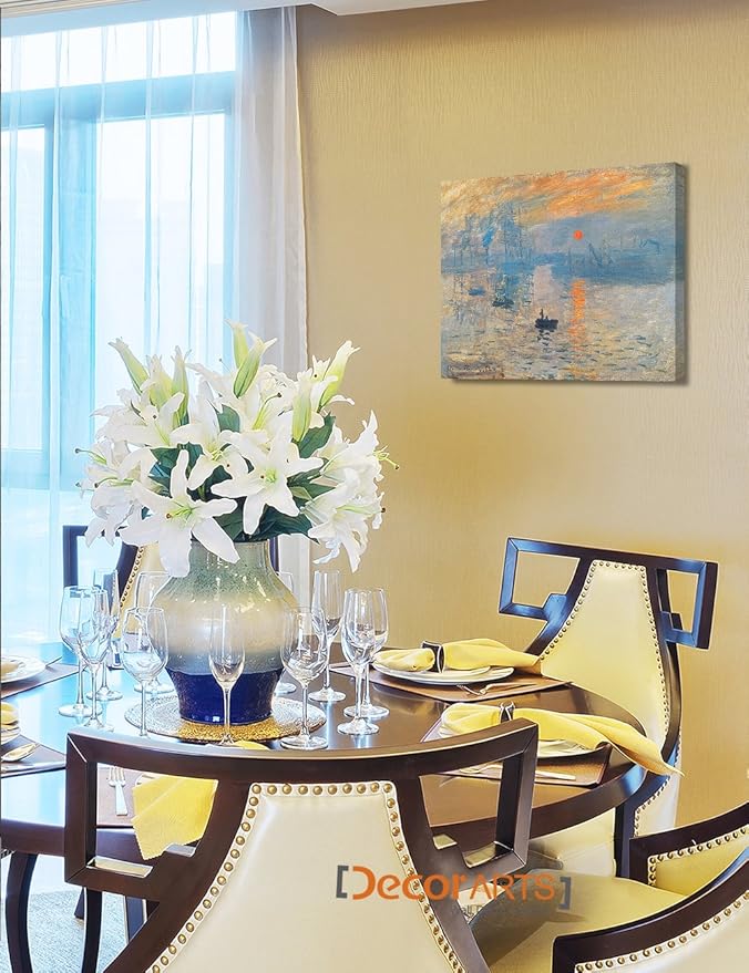 DECORARTS - Impression Sunrise, Claude Monet Art Reproduction. Giclee Canvas Prints Wall Art for Home Decor 20x16