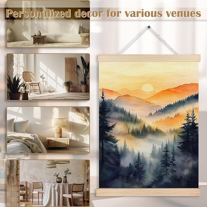 FITIE Misty Foggy Mountain Forest Canvas Wall Art Poster, Nature Room Decor, Retro Sunset Forest Landscape Scenic Wall Decor Prints for Home Bedroom Living Room, 12x16 Inches