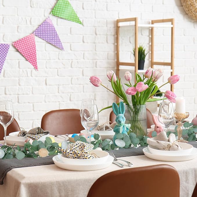 Zeyune 1 Pcs 6ft Long Easter Artificial Garland with Eggs Spring Mixed Eucalyptus Garland Farmhouse Hanging Rustic Easter Garlands Decor for Front Door Kitchen Fireplace Home Indoor Outdoor