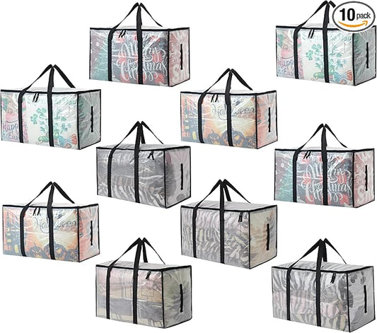 Heavy Duty 93L (24.5 Gallon) Stackable Storage Bins with Fully Openable Lids, Moving Bags Heavy Duty, Clear Plastic Totes for Moving Storage, Home Organization, Closet, Dorm Room. 10 pack