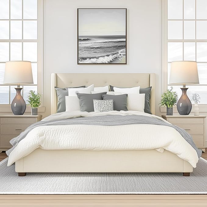 PARTPHONER Table Lamp Set of 2, Modern Ceramic Bedside Lamps for Night Stands, Classic Small Lamp Nightstand Lamp for Bedroom Living Room Desk End Table Rocker Swtich Grey