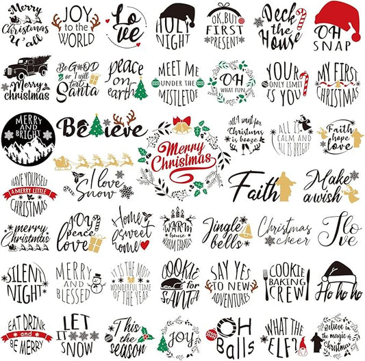Epakh 45 Pcs Large Christmas Inspirational Vinyl Stickers for Crafts Scrapbooking Christmas Ball Bottle Decals Positive Word Window Stickers Motivational Quote Wall Decal, 45 Color Words(Simple Style)