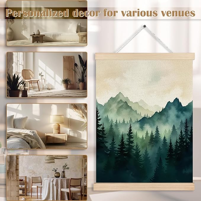 FITIE Misty Foggy Green Mountain Forest Canvas Wall Art Poster, Nature Room Decor, Dark Green Pine Forest Landscape Scenic Wall Decor Prints for Home Bedroom Living Room, 12x16 Inches