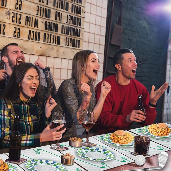 180Pcs Golf Party Supplies Paper Plates and Napkins Serve 60 Disposable Tableware Set for Birthday Party Decorations Game Day Family School Holiday Sports Events