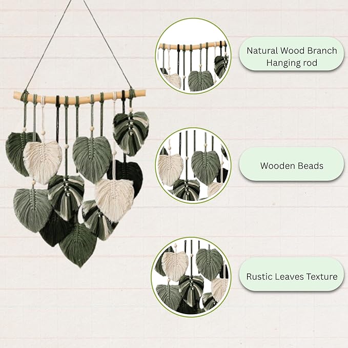 Boho Wall Decor - Large Macrame Wall Hanging - Boho Bedroom Decor - Tapestry for Bedroom - Rustic Style - 17x23 inches