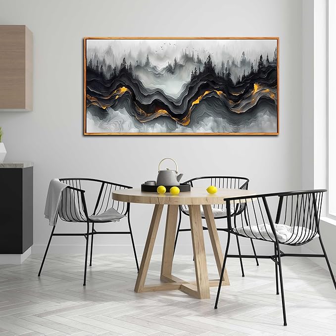 Ouzzlie White Canvas Wall Art Abstract Landscape Wall art Nature Pictures Wall Decor for Living Room 29" x 59"