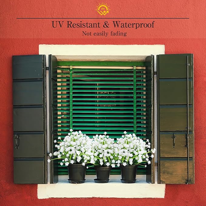 AGIRL 24 Bundles Artificial Flowers for Outdoor,No Fade Fake Plastic Flowers Faux Plants for Decoration Hanging Planters Indoor Outside Garden Porch Window Box Home Wedding Farmhouse