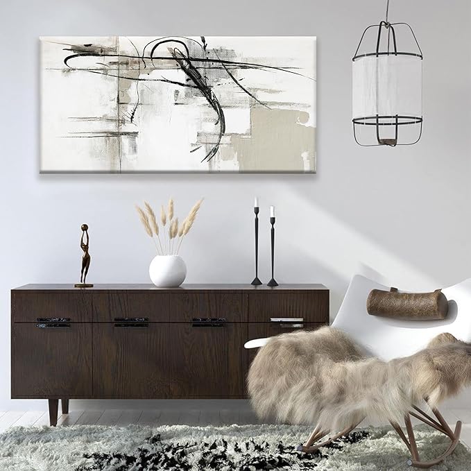 Tsomzxng Abstract Wall Art Modern Wall Decorations Maximalist Canvas Wall Art Decor Prints Black Line Artwork For Living Room Wall Bedroom Kitchen Office Artwork Ready To Hang 24"×48"