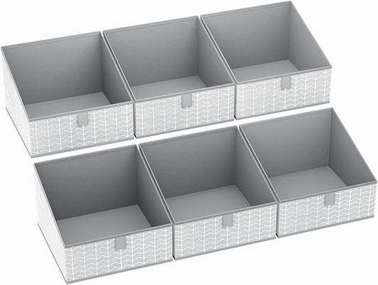 DIMJ Storage Bins Basket for Closet Storage, Fabric Baskets for Closet Shelves, Foldable Storage Cube for Toys, DVDs, Books, Gray, 6Pack