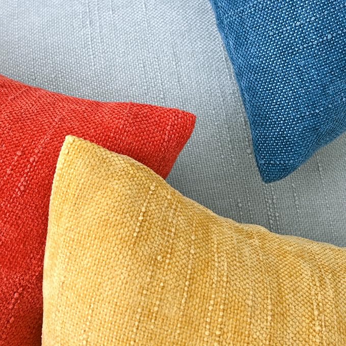 Set of 4 Soft Textured Decorative Throw Pillow Covers 18x18 Inch Cozy Farmhouse Cushion Cover Square Accent Pillow Cases for Bed Couch Sofa Living Room, Red