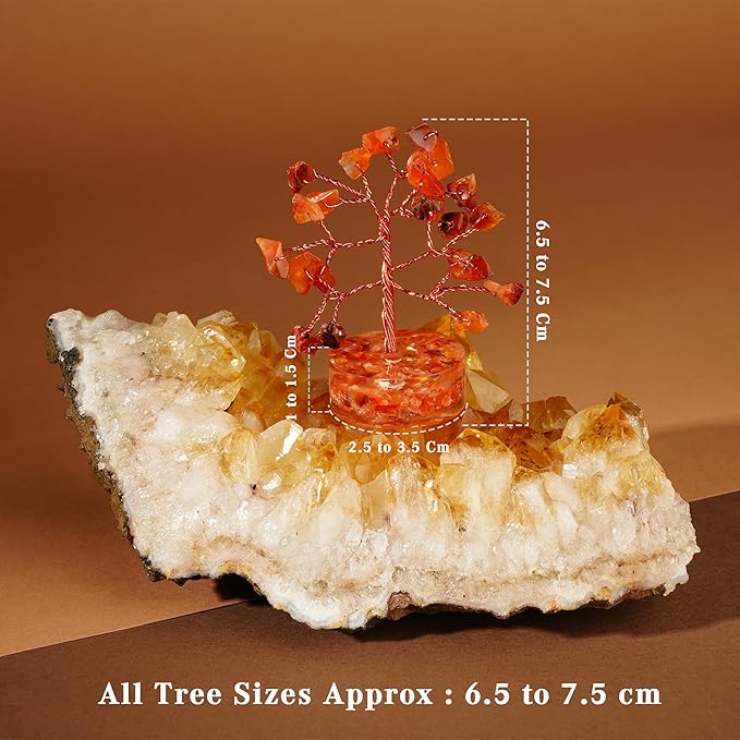 Crystal Tree Desk Decoration, Tree of Life 7 Chakra Healing Crystals & Stones for Positive Energy, Good Luck Gifts for Women and Mens, Set of 12 Handcrafted Trees for Home & Office (Orgone Base)