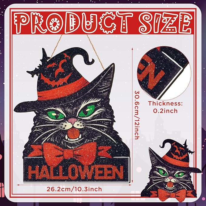 Boao Welcome Halloween Door Decorations Halloween Sign Hanging Decoration Wall Hanger Masquerade Carnival Wreath for Outdoor Farmhouse Porch Front Door Decor