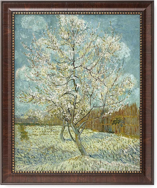 DECORARTS - The Pink Peach Tree - Vincent Van Gogh Giclee Prints w/Antique Brown Frame for Wall Decor. Picture Size: 16x20, Total Size w/Frame: 19x23