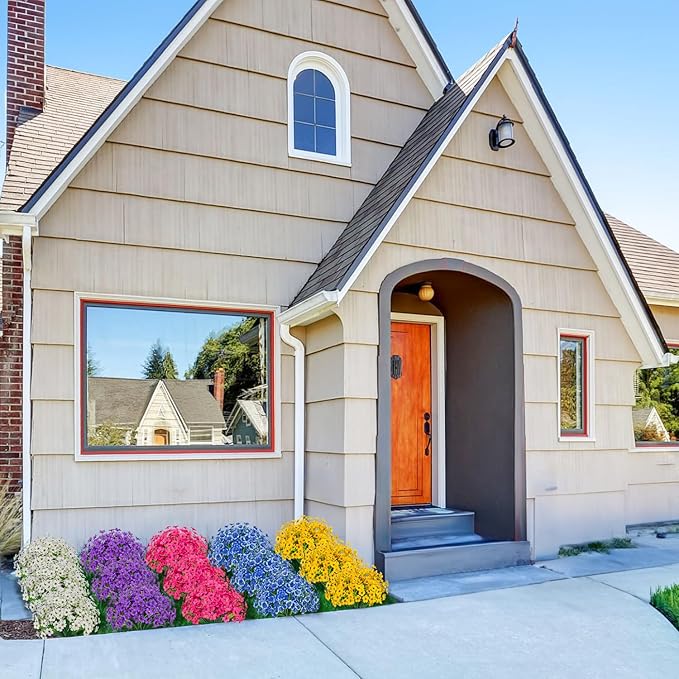 21 Bundles Outdoor Artificial Flowers UV Resistant Fake Silk Flowers No Fade Faux Plastic Plants Garden Porch Window Box Decoration(Rose Red)