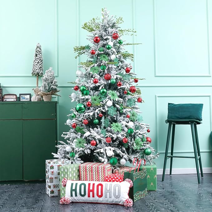 Wironlst Christmas Ball Ornaments - 30pcs Shatterproof Plastic Christmas Ornaments Hanging Ball Decorations for Xmas Tree, Holiday, Wedding, Party (Multi-Size, Green)