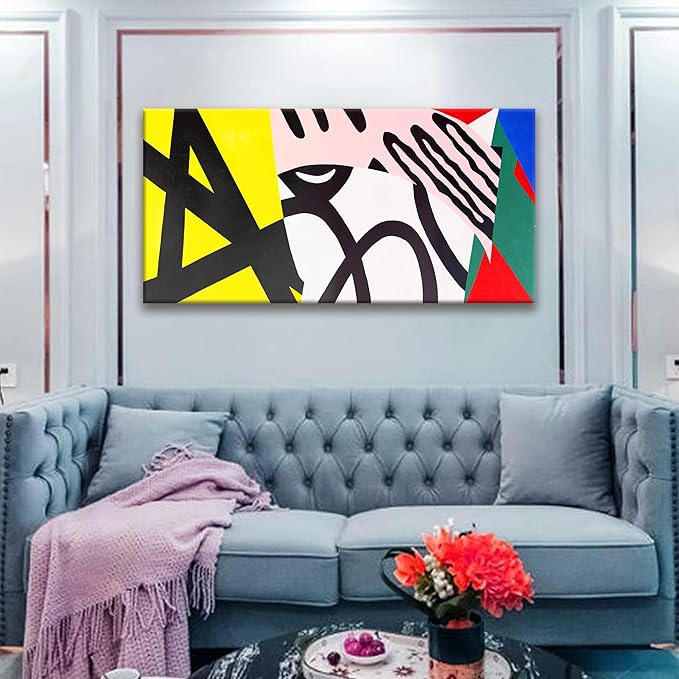 Tsomzxng Abstract Colorful Wall Art Painting Canvas Art Wall Decor 20x40 Inch Decorations White Wall Art Office Artwork Canvas Picture Artwork For Bedroom Kitchen Home Wall Decor