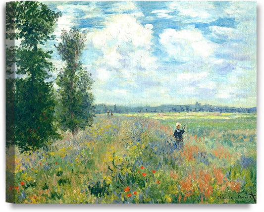 DECORARTS - Poppy Fields near Argenteuil, Claude Monet Art Reproduction. Giclee Canvas Prints Wall Art for Home Decor 24x20