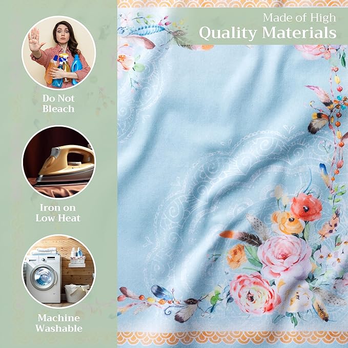 Maison d' Hermine Cloth Napkins Set of 4 100% Cotton Everyday Reusable Square Napkins Cloth Washable, Dinner, Party, Wedding, Restaurant, Spring/Summer (Ibiza, 20" x 20")