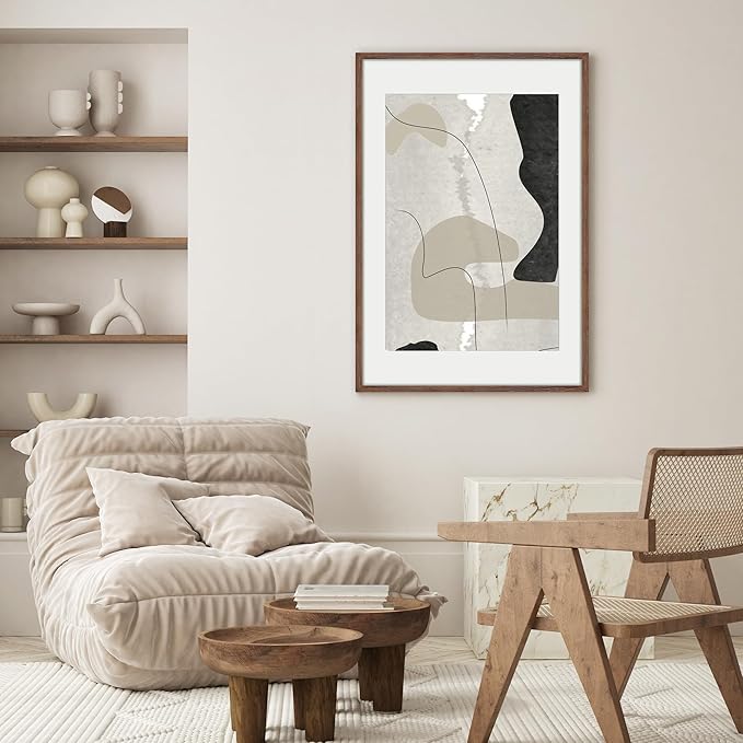 20x30 Picture Frame, Rustic Wood 20 x 30 Poster Frames for Wall, Oak Wood Picture Frames 20 by 30 with Real Glass, 20x30 Frame Matted for 16x24, Large Wooden Photo Frame 20x30 Inch, Walnut Color, 1 Pack