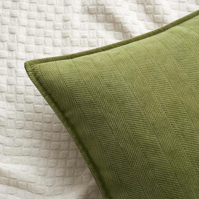 MIULEE Pack of 2 Moss Green Decorative Pillow Covers 26x26 Inch Soft Chenille Luxurious Couch Throw Pillows Farmhouse Cushion Covers Euro Shams with Elegant Design for Sofa Bed Living Room Home Decor