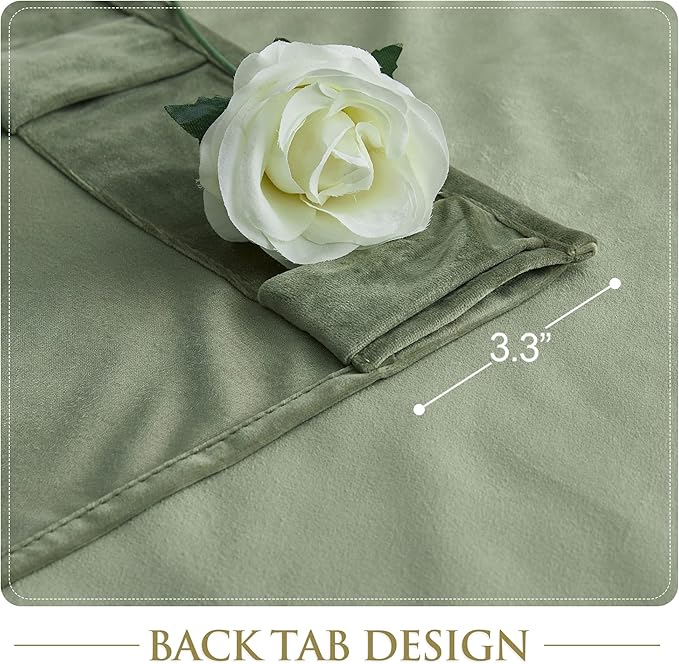 StangH Sage Green Velvet Curtains Christmas Holiday Decor W62x L96 inches, Soft Room Darkening Panels Thermal Insulated Room Dividers for Living Room/Hallway/Porch, 2 Panels