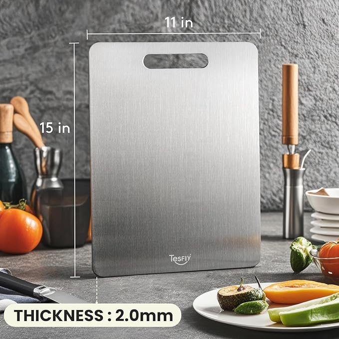 New Titanium Cutting Board - 100% Pure Titanium Cutting Boards For Kitchen,Easy to clean,Double-sided food-grade Cutting Board For Cutting Meats, Fruits And Vegetables (Large)