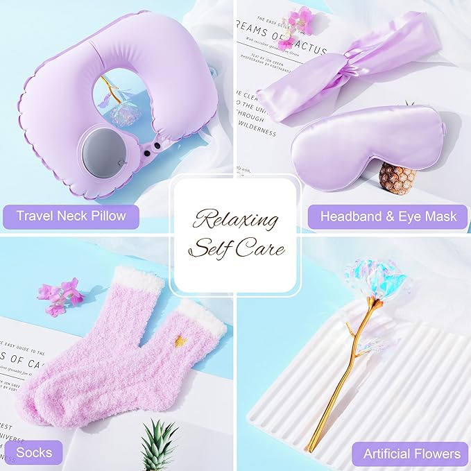 LUCOTIYA Birthday Gifts for Women, Self Care Gifts for Women Get Well Soon Gifts Basket, Lavender Relaxing Spa Gift Basket, Unique for Mom, Friends, Sister, Grandma