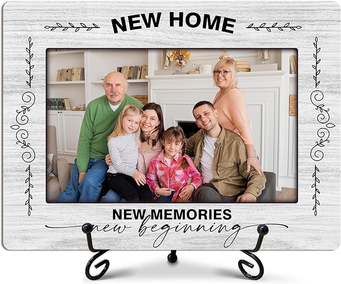 ukebobo House Warming Gifts, New Home Picture Frame, Housewarming Picture Frames, New Home Gift Ideas for Family Couples, Wood Photo Frame with Stand for Desk Decor, 8 x 6 Inches-446
