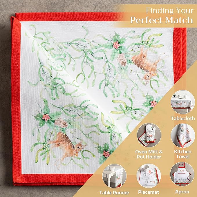 Maison d' Hermine Cloth Napkins Set of 4 100% Cotton Everyday Reusable Square Napkins Cloth Washable, Dinner, Party, Wedding, Restaurant (Christmas Tradition, 20" x 20")